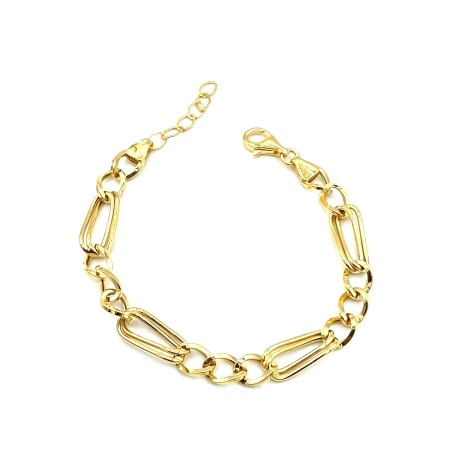 PULSERAS PLATA LISA ESLABON BAÑO ORO