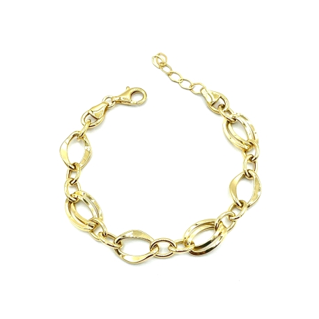 PULSERAS PLATA LISA ESLABON BAÑO ORO