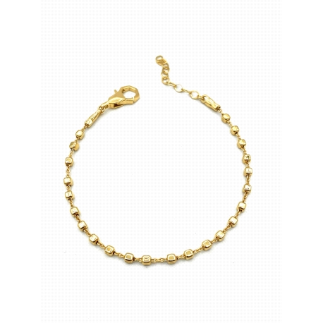 PULSERAS PLATA LISA CUBOS BAÑO ORO                                                                  