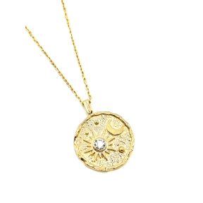 GARGANTILLA PLATA CIRCONITA BAÑO ORO                                                                