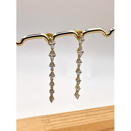 PENDIENTE PLATA CIRCONITAS BAÑO ORO                                                                 