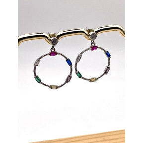 PENDIENTE PLATA PIEDRAS COLOR                                                                       