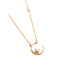 GARGANTILLA PLATA CIRCONITA BAÑO ORO                                                                