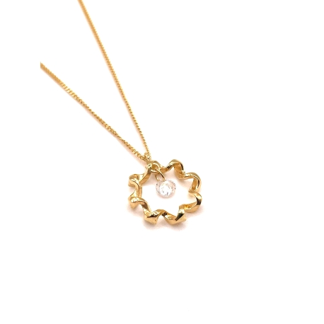 GARGANTILLA PLATA CIRCONITA BAÑO ORO                                                                