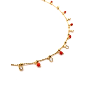 GARGANTILLA PLATA CORAL Y TURQUESA BAÑO                                                             