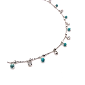 GARGANTILLA PLATA CORAL Y TURQUESA                                                                  