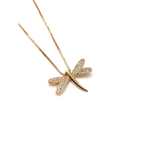 GARGANTILLA PLATA CIRCONITAS BAÑO ORO                                                               