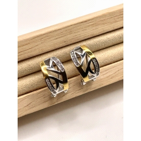 PENDIENTE PLATA OMEGA CIRCONITAS BICOLOR                                                            