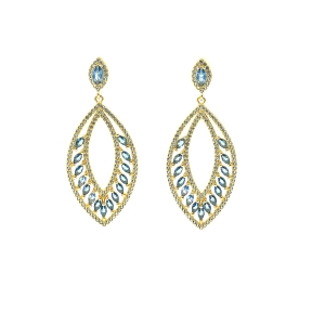 PENDIENTE PLATA PIEDRAS COLOR BAÑO ORO                                                              