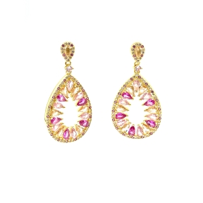 PENDIENTE PLATA PIEDRA COLOR BAÑO ORO                                                               