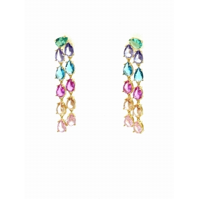 PENDIENTE PLATA PIEDRA COLOR BAÑO ORO                                                               