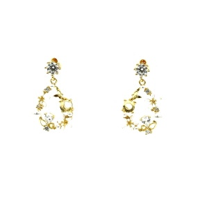 PENDIENTE PLATA PIEDRAS COLOR BAÑO ORO                                                              