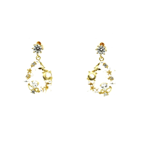 PENDIENTE PLATA PIEDRAS COLOR BAÑO ORO                                                              