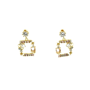 PENDIENTE PLATA PIEDRAS COLOR BAÑO ORO                                                              