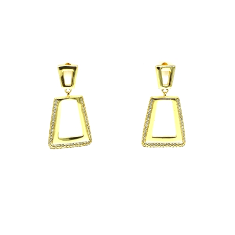 PENDIENTE PLATA CIRCONITAS BAÑO ORO                                                                 