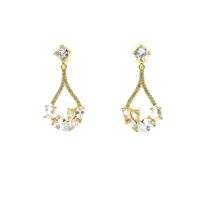 PENDIENTE PLATA CIRCONITAS BAÑO ORO                                                                 