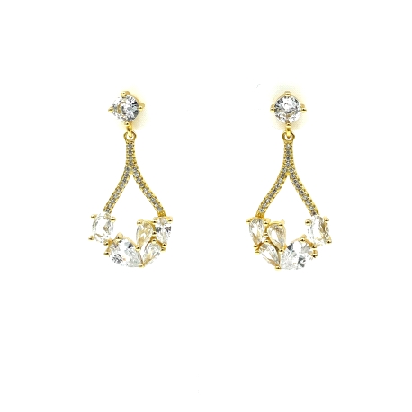 PENDIENTE PLATA CIRCONITAS BAÑO ORO                                                                 