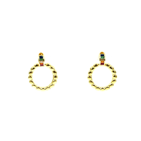 PENDIENTE PLATA PIEDRAS COLOR BAÑO ORO                                                              