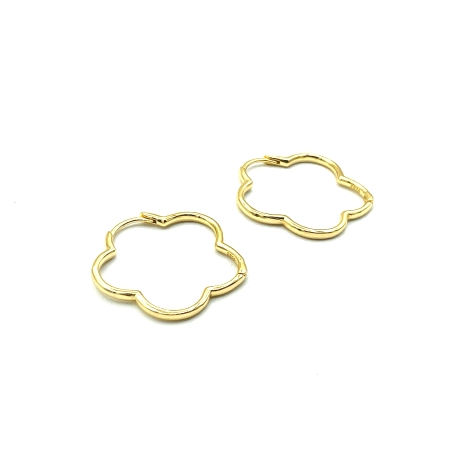 PENDIENTE PLATA ARO LISO FLOR BAÑO ORO                                                              