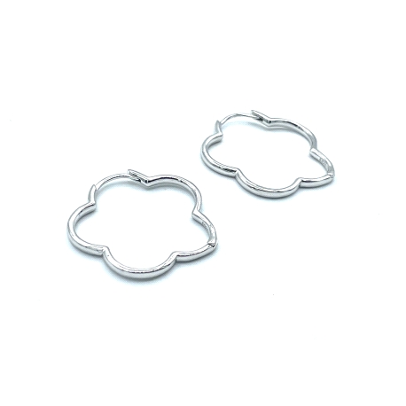 PENDIENTE PLATA ARO LISO FLOR                                                                       