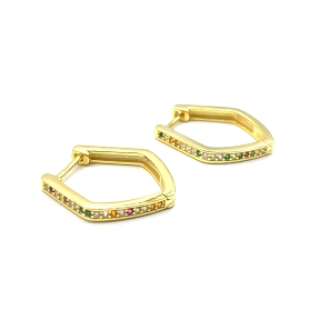 PENDIENTE PLATA ARO HEXA. COLOR BAÑO ORO                                                            