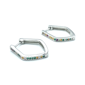 PENDIENTE PLATA ARO HEXAGONO CIRC. COLOR                                                            