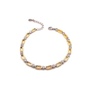 PULSERAS PLATA CIRCONITAS BICOLOR                                                                   