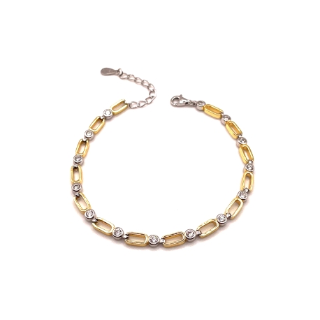 PULSERAS PLATA CIRCONITAS BICOLOR                                                                   