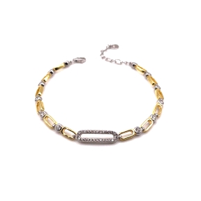 PULSERAS PLATA CIRCONITAS BICOLOR                                                                   