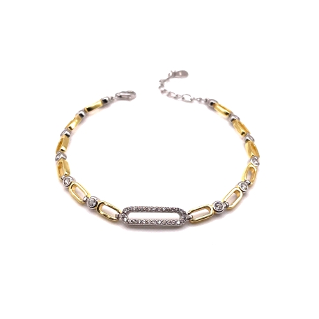 PULSERAS PLATA CIRCONITAS BICOLOR                                                                   