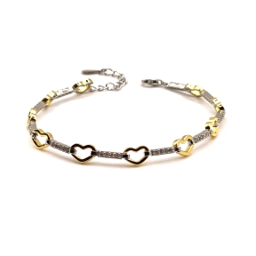 PULSERAS PLATA CIRCONITAS BICOLOR                                                                   