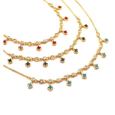 GARGANTILLA PLATA CIRC. ESMALTE BAÑO ORO                                                            