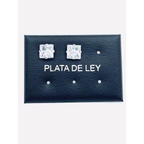 PENDIENTE PLATA CIRCONITA CUADRADA 7 MM                                                             