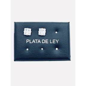 PENDIENTE PLATA CIRCONITA CUADRADO 6MM                                                              