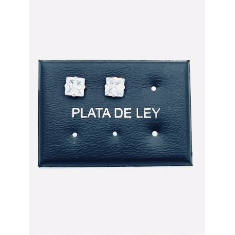 PENDIENTE PLATA CIRCONITA CUADRADO 6MM                                                              
