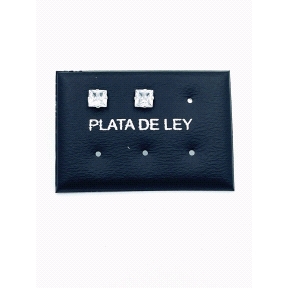 PENDIENTE PLATA CIRCONITA CUADRADO 5MM                                                              