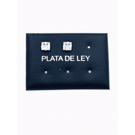 PENDIENTE PLATA CIRCONITA CUADRADO 5MM                                                              