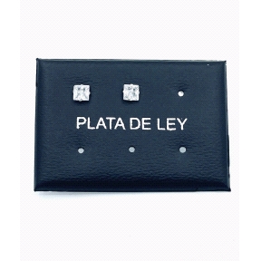 PENDIENTE PLATA CIRCONITA CUADRADO 4MM                                                              