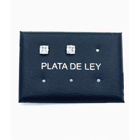 PENDIENTE PLATA CIRCONITA CUADRADO 4MM                                                              