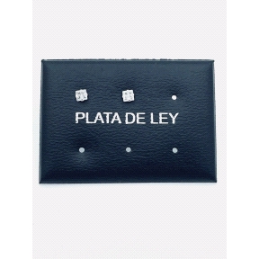 PENDIENTE PLATA CIRCONITA CUADRADO 3MM                                                              