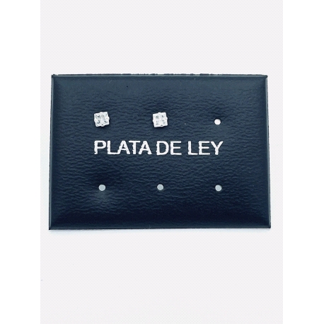 PENDIENTE PLATA CIRCONITA CUADRADO 3MM                                                              