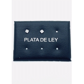 PENDIENTE PLATA CIRCONITA CUADRADO 2,5MM                                                            