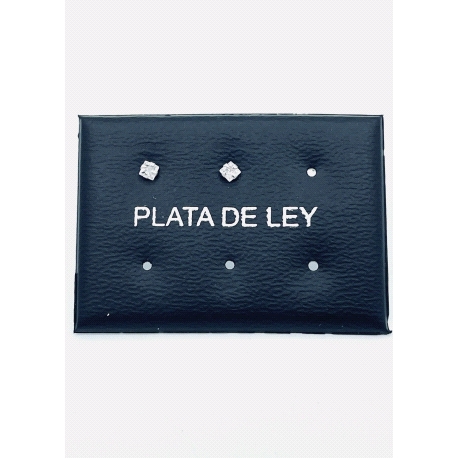 PENDIENTE PLATA CIRCONITA CUADRADO 2,5MM                                                            