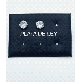 PENDIENTE PLATA CIRCONITA REDONDO 6 MM                                                              