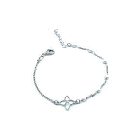 PULSERAS PLATA LISA PERLAS MOTIVO                                                                   