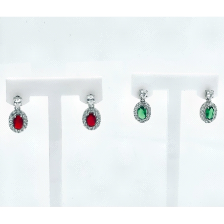 PENDIENTE PLATA CIRCONITAS PIEDRA COLOR                                                             