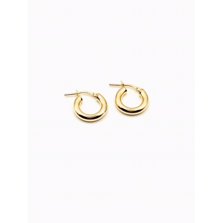 PENDIENTE PLATA TUBO 3MM 0,8CM BAÑO ORO                                                             