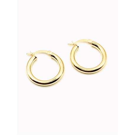 PENDIENTE PLATA TUBO 3MM 1,5CM BAÑO ORO                                                             