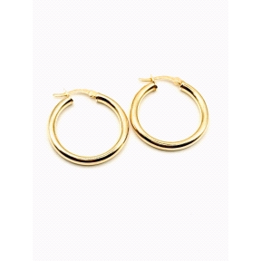 PENDIENTE PLATA TUBO 3MM 2CM BAÑO ORO                                                               