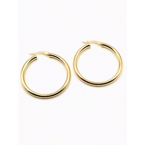 PENDIENTE PLATA TUBO 3MM 3CM BAÑO ORO                                                               